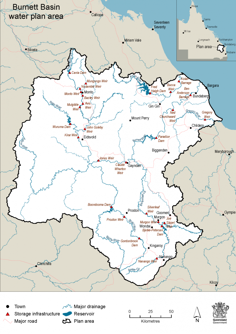 map of the Burnett Basin in Qld